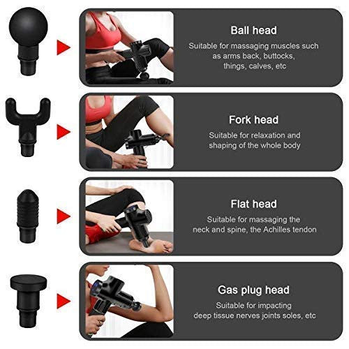 Facial Massage Gun Physiotherapy Device Handheld Pain Relief Massager with 4 Massage Head Fascial Gun Handheld Battery Powered Deep Tissue Percussion Muscle Body Massager Gun With 6-Speed