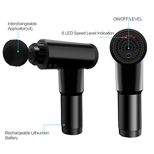 Facial Massage Gun Physiotherapy Device Handheld Pain Relief Massager with 4 Massage Head Fascial Gun Handheld Battery Powered Deep Tissue Percussion Muscle Body Massager Gun With 6-Speed